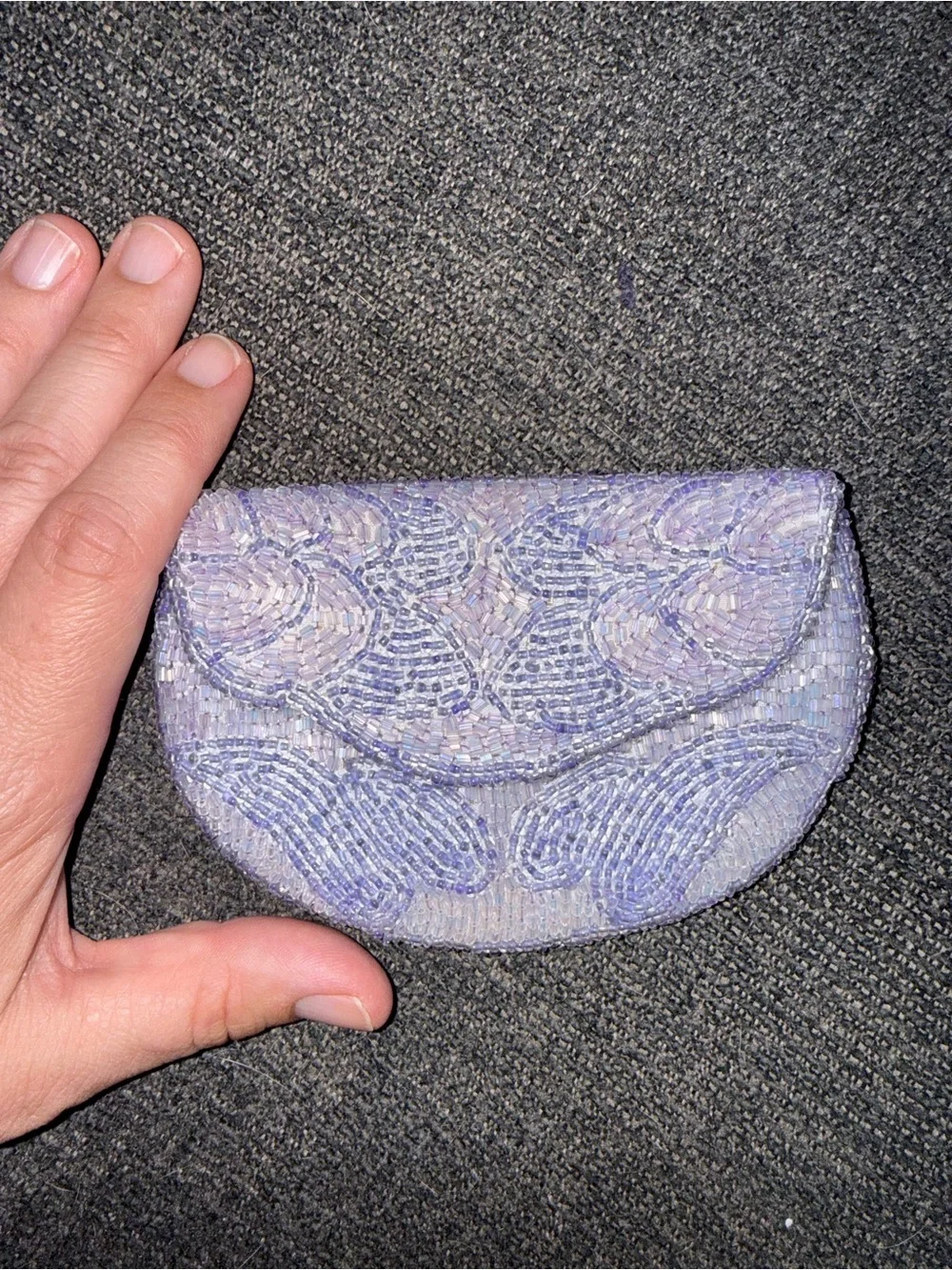 Hand-Beaded Lavender coin purse